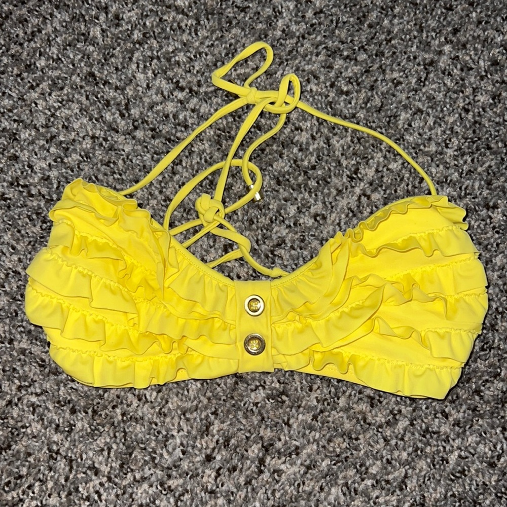 vintage looking yellow ruffle bikini top